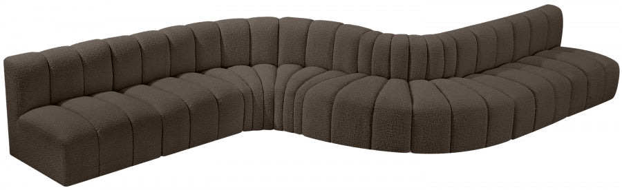 Meridian Furniture - Arc Boucle Leather 8 Piece Modular Sectional in Brown - 102Brown-S8C - GreatFurnitureDeal