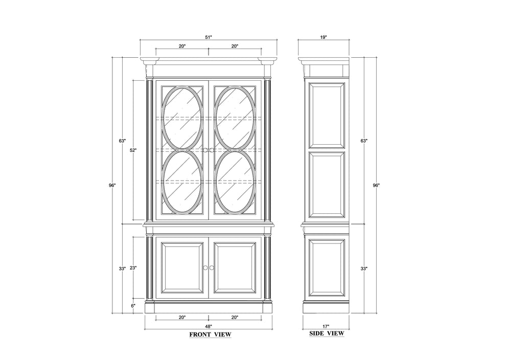 Bramble - Fiona 4 Door Display Cabinet w/ Glass Shelves - BR-28260 - GreatFurnitureDeal