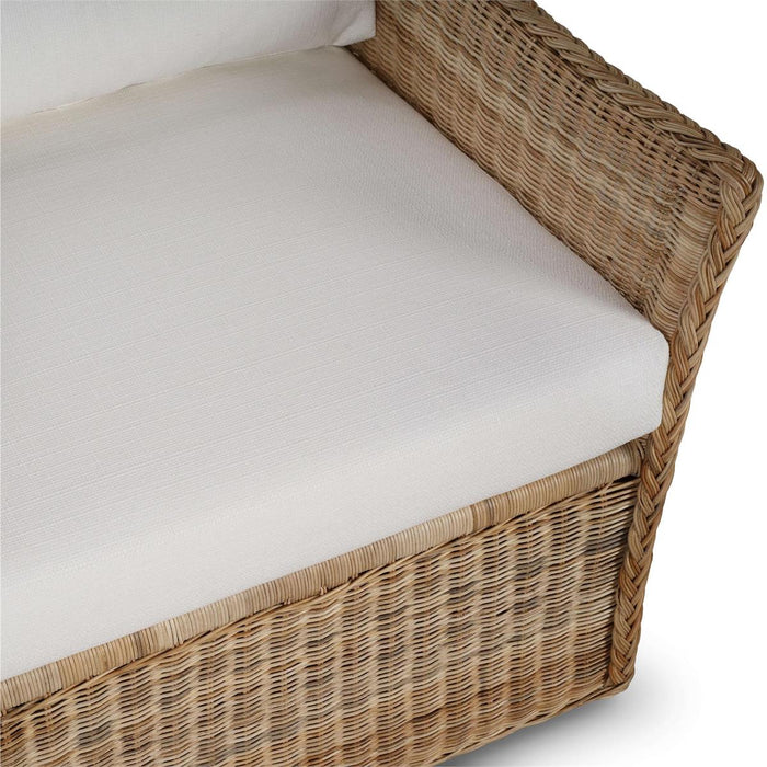 Bramble - Nantucket Swivel Chair in Rattan Natural w/ Arctic White Performance Fabric - 28266RNATSF204----