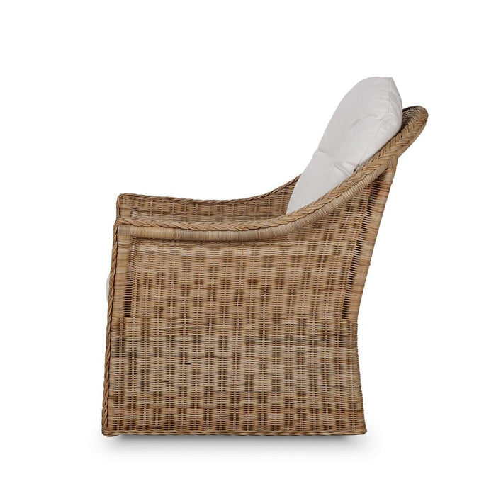 Bramble - Nantucket Swivel Chair in Rattan Natural w/ Arctic White Performance Fabric - 28266RNATSF204----