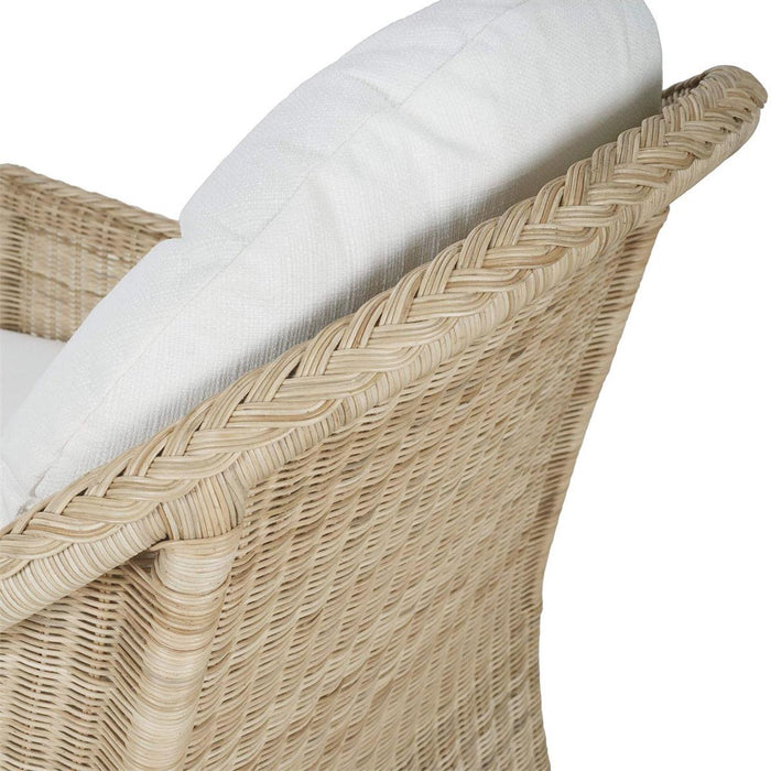 Bramble - Nantucket Swivel Chair in Rattan Natural w/ Arctic White Performance Fabric - 28266RNATSF204---- - GreatFurnitureDeal