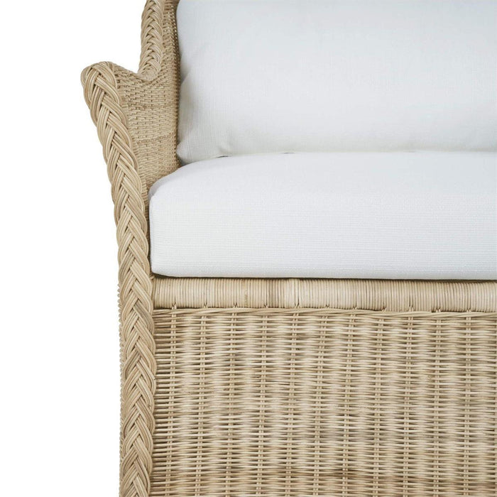 Bramble - Nantucket Swivel Chair in Rattan Natural w/ Arctic White Performance Fabric - 28266RNATSF204---- - GreatFurnitureDeal