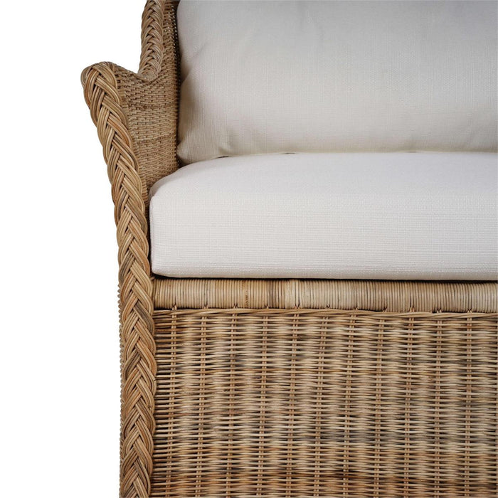 Bramble - Nantucket Swivel Chair in Rattan Natural w/ Arctic White Performance Fabric - 28266RNATSF204----