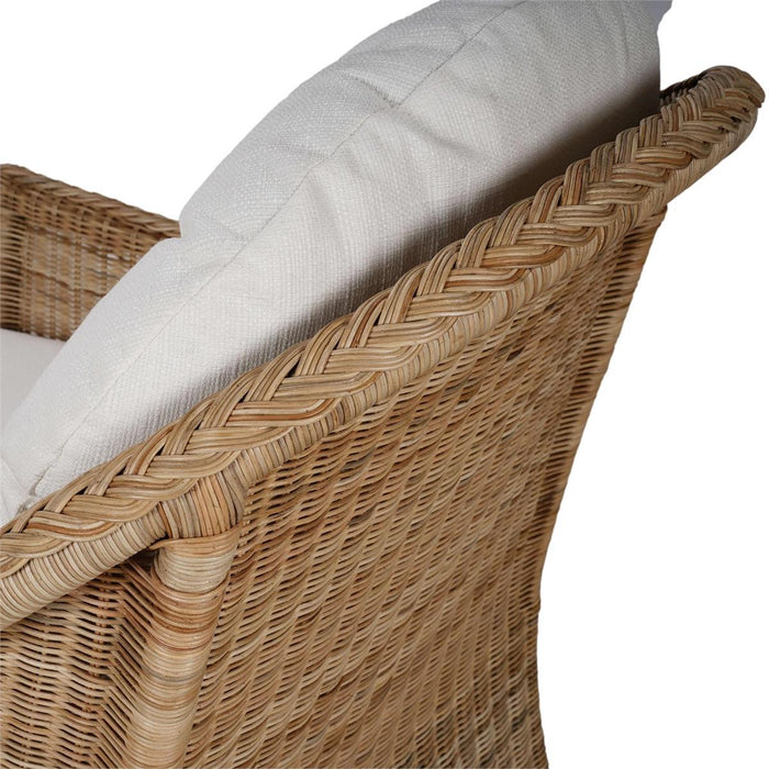 Bramble - Nantucket Swivel Chair in Rattan Natural w/ Arctic White Performance Fabric - 28266RNATSF204----