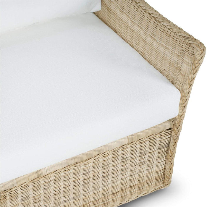 Bramble - Nantucket Swivel Chair in Rattan Natural w/ Arctic White Performance Fabric - 28266RNATSF204---- - GreatFurnitureDeal