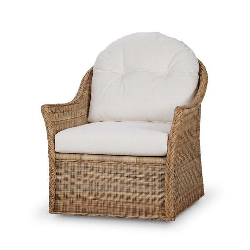 Bramble - Nantucket Swivel Chair in Rattan Natural w/ Arctic White Performance Fabric - 28266RNATSF204---- - GreatFurnitureDeal