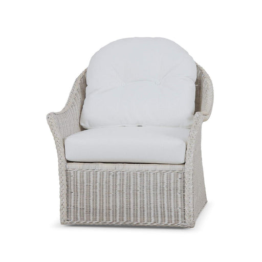 Bramble - Nantucket Swivel Chair in Rattan White Wash w/ Arctic White Performance Fabric - 28266RWWSSF204---- - GreatFurnitureDeal