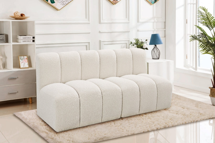 Meridian Furniture - Arc Vegan Leather Modular Sofa in Cream - 102Cream-S2A - GreatFurnitureDeal