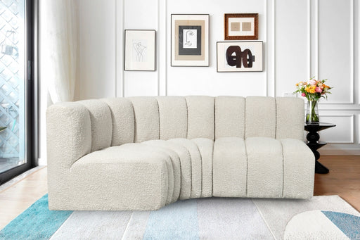 Meridian Furniture - Arc Vegan Leather Modular Sofa in Cream - 102Cream-S3A - GreatFurnitureDeal