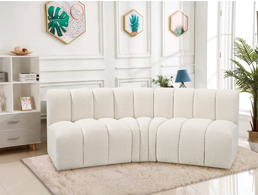 Meridian Furniture - Arc Vegan Leather Modular Sofa in Cream - 102Cream-S3B - GreatFurnitureDeal