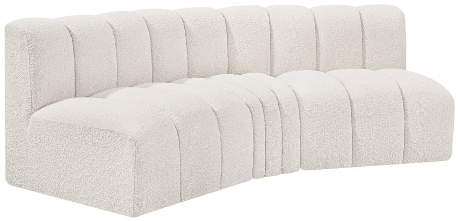 Meridian Furniture - Arc Vegan Leather Modular Sofa in Cream - 102Cream-S3B - GreatFurnitureDeal