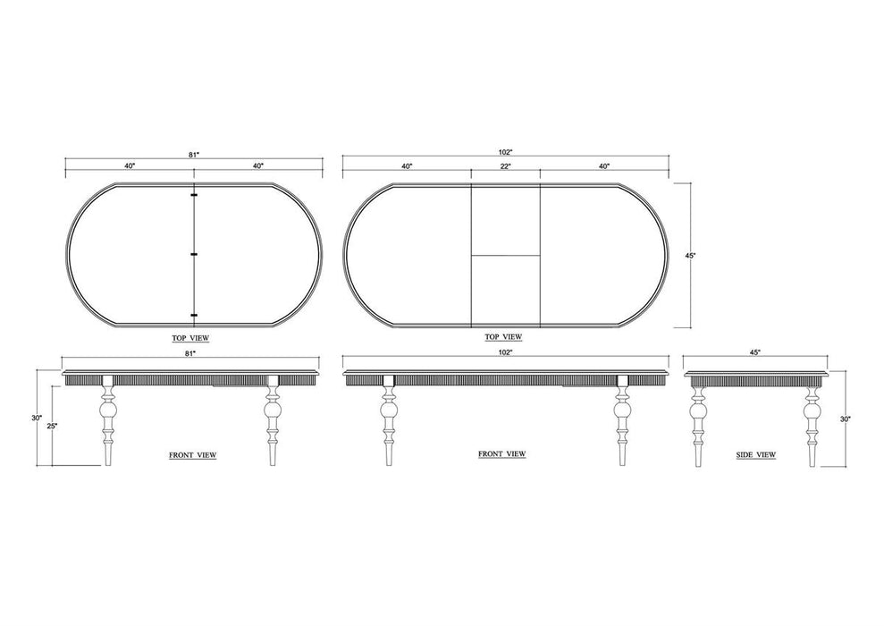 Bramble - Kraton Butterfly Oval Extension Dining Table 80- 102" in True White - 28271TRW-----