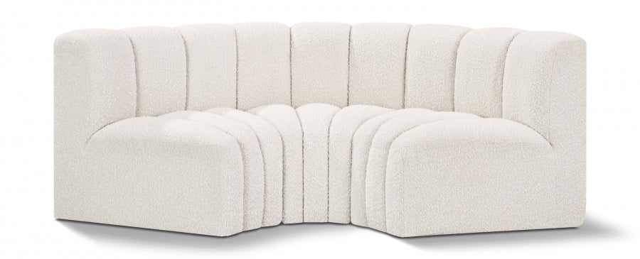 Meridian Furniture - Arc Vegan Leather Modular Sofa in Cream - 102Cream-S3C - GreatFurnitureDeal