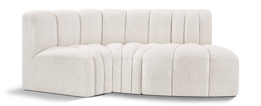 Meridian Furniture - Arc Vegan Leather Modular Sofa in Cream - 102Cream-S3D - GreatFurnitureDeal