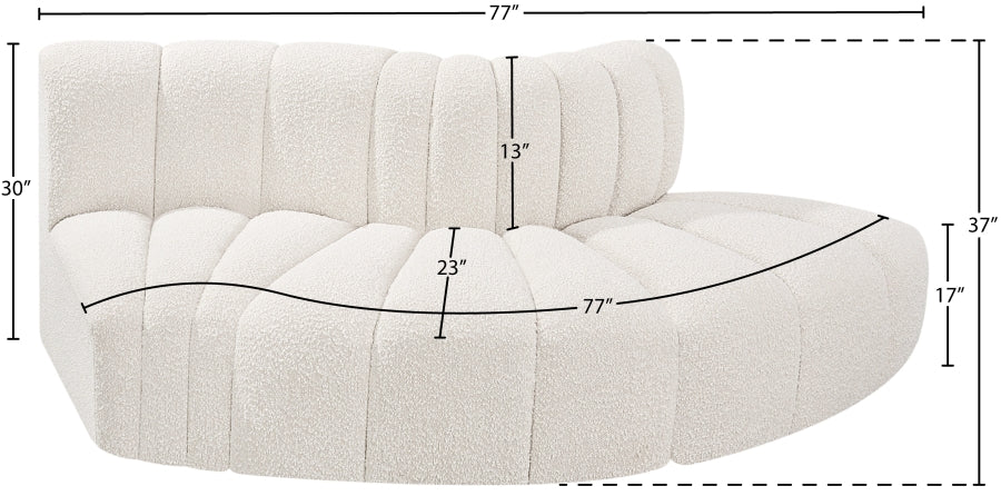 Meridian Furniture - Arc Vegan Leather Modular Sofa in Cream - 102Cream-S3E - GreatFurnitureDeal