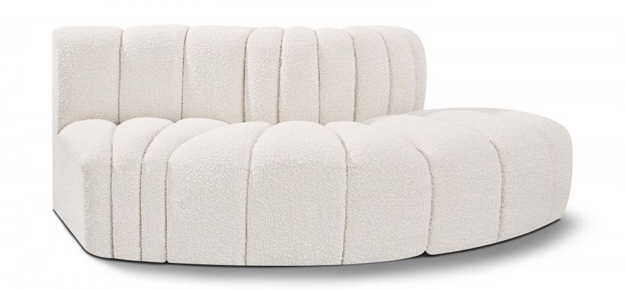 Meridian Furniture - Arc Vegan Leather Modular Sofa in Cream - 102Cream-S3E - GreatFurnitureDeal