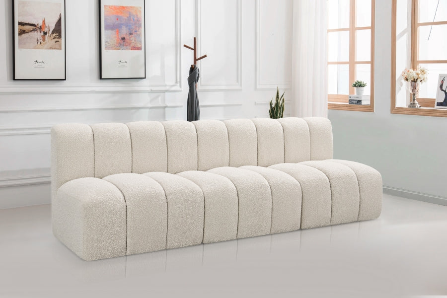 Meridian Furniture - Arc Vegan Leather Modular Sofa in Cream - 102Cream-S3F - GreatFurnitureDeal