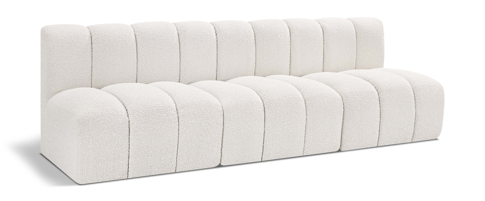 Meridian Furniture - Arc Vegan Leather Modular Sofa in Cream - 102Cream-S3F - GreatFurnitureDeal