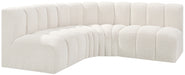 Meridian Furniture - Arc Vegan Leather 4 Piece Modular Sectional in Cream - 102Cream-S4B - GreatFurnitureDeal