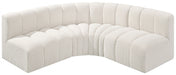 Meridian Furniture - Arc Vegan Leather 4 Piece Modular Sectional in Cream - 102Cream-S4B - GreatFurnitureDeal