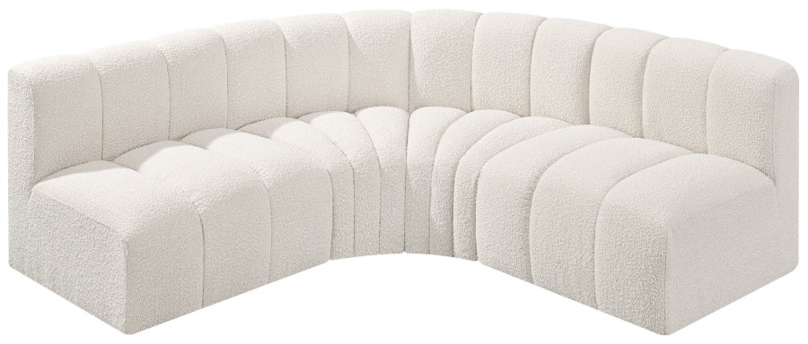 Meridian Furniture - Arc Vegan Leather 4 Piece Modular Sectional in Cream - 102Cream-S4B - GreatFurnitureDeal