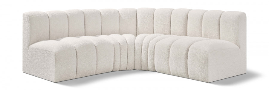 Meridian Furniture - Arc Vegan Leather 4 Piece Modular Sectional in Cream - 102Cream-S4B - GreatFurnitureDeal