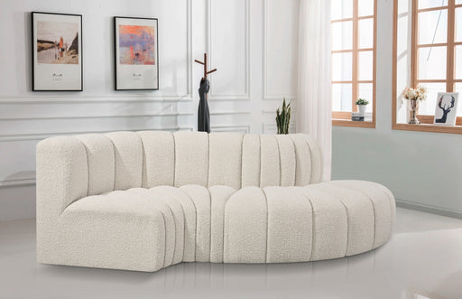 Meridian Furniture - Arc Vegan Leather 4 Piece Modular Sectional in Cream - 102Cream-S4D - GreatFurnitureDeal