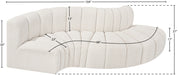 Meridian Furniture - Arc Vegan Leather 4 Piece Modular Sectional in Cream - 102Cream-S4D - GreatFurnitureDeal