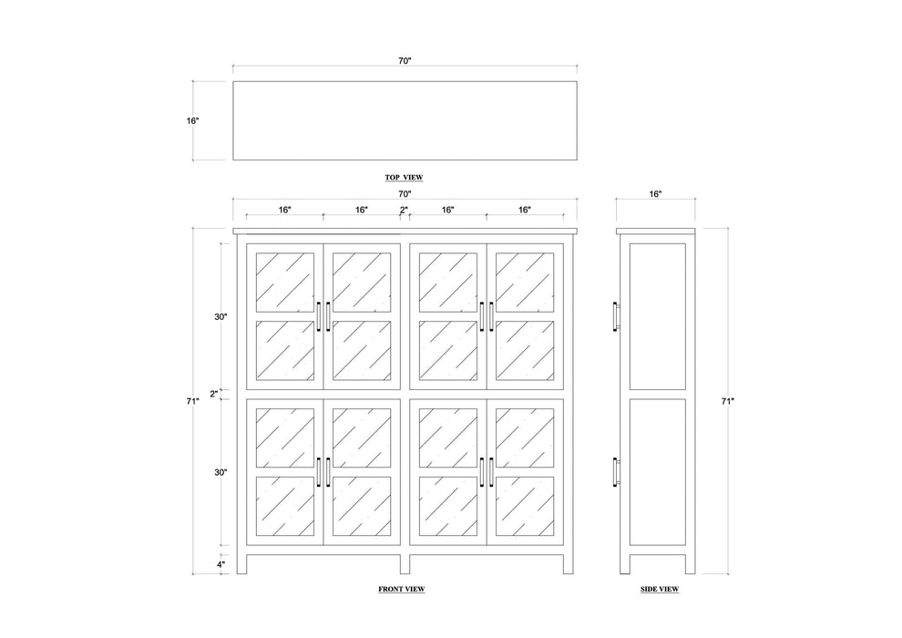 Bramble - Madrone 8 Door Display Cabinet w/ 4 LED Lights - BR-68279 - GreatFurnitureDeal