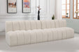 Meridian Furniture - Arc Vegan Leather 4 Piece Modular Sectional in Cream - 102Cream-S4E - GreatFurnitureDeal