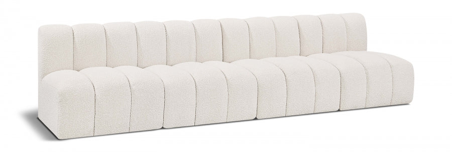 Meridian Furniture - Arc Vegan Leather 4 Piece Modular Sectional in Cream - 102Cream-S4E - GreatFurnitureDeal