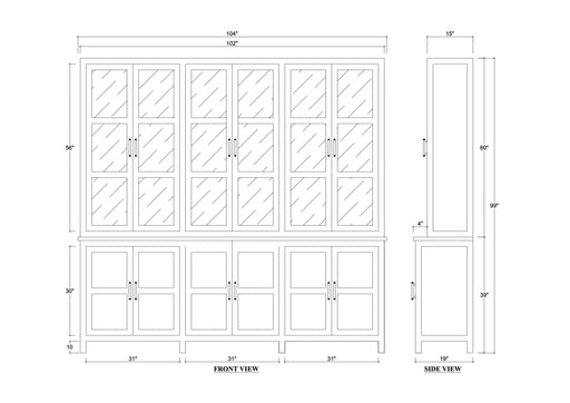 Bramble - Madrone 12 Door Display Cabinet w/ Glass Shelves and LED Lights - BR-68282 - GreatFurnitureDeal