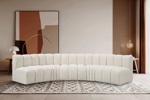 Meridian Furniture - Arc Boucle Leather 5 Piece Modular Sectional in Cream - 102Cream-S5A - GreatFurnitureDeal