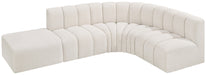 Meridian Furniture - Arc Boucle Leather 5 Piece Modular Sectional in Cream - 102Cream-S5C - GreatFurnitureDeal