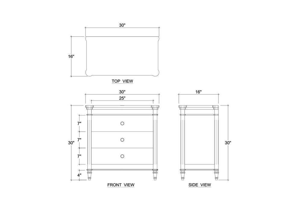 Bramble - Kelly 3 Drawer Bedside Table in Sandbar - 28285SNB-----