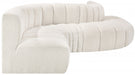 Meridian Furniture - Arc Boucle Leather 6 Piece Modular Sectional in Cream - 102Cream-S6A - GreatFurnitureDeal