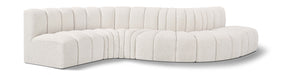 Meridian Furniture - Arc Boucle Leather 6 Piece Modular Sectional in Cream - 102Cream-S6A - GreatFurnitureDeal