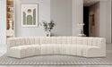 Meridian Furniture - Arc Boucle Leather 6 Piece Modular Sectional in Cream - 102Cream-S6B - GreatFurnitureDeal