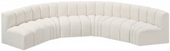 Meridian Furniture - Arc Boucle Leather 6 Piece Modular Sectional in Cream - 102Cream-S6B - GreatFurnitureDeal