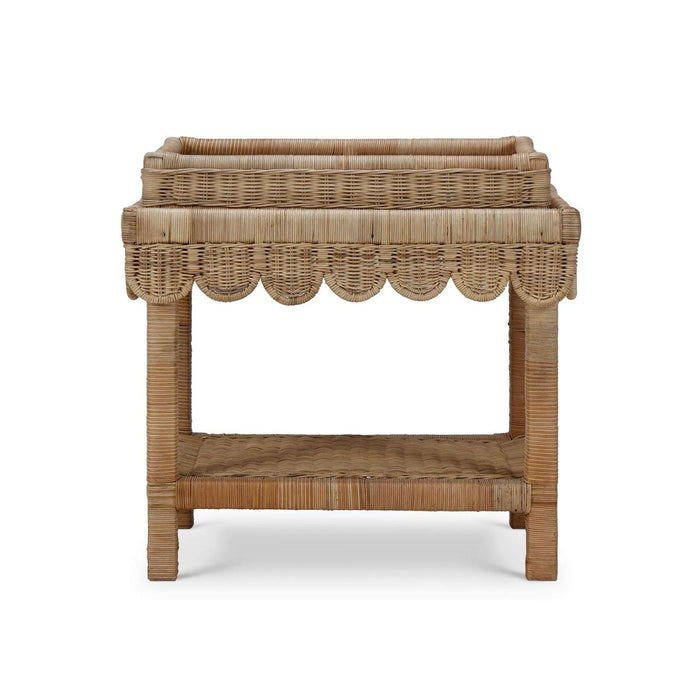 Bramble - Scallop Rattan Side Table w/ Tray in Natural - 28288RNAT----- - GreatFurnitureDeal