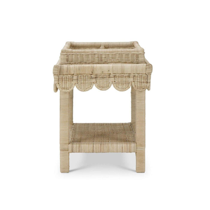 Bramble - Scallop Rattan Side Table w/ Tray in Natural - 28288RNAT----- - GreatFurnitureDeal