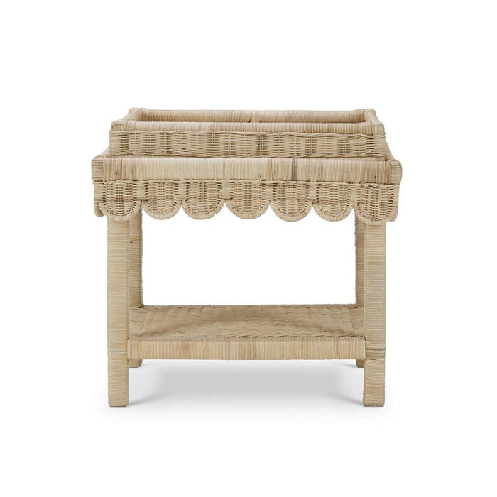 Bramble - Scallop Rattan Side Table w/ Tray in Natural - 28288RNAT----- - GreatFurnitureDeal