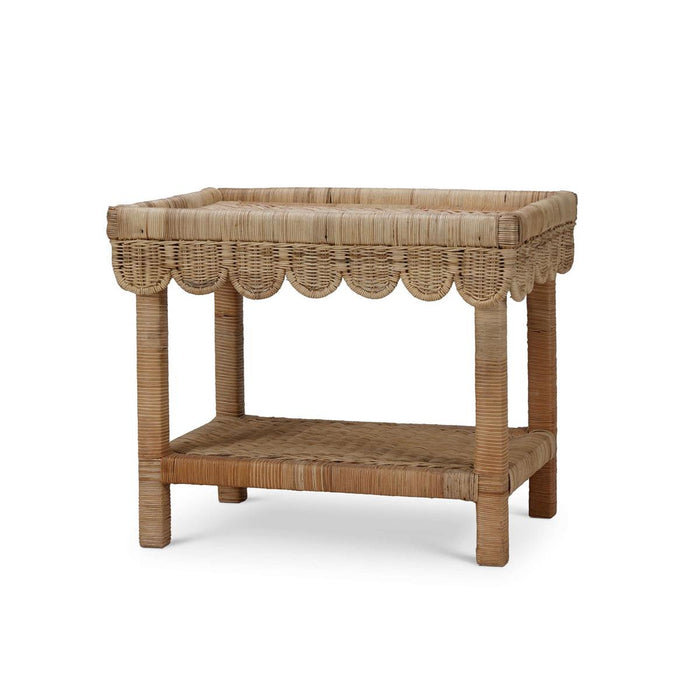 Bramble - Scallop Rattan Side Table w/ Tray in Natural - 28288RNAT----- - GreatFurnitureDeal