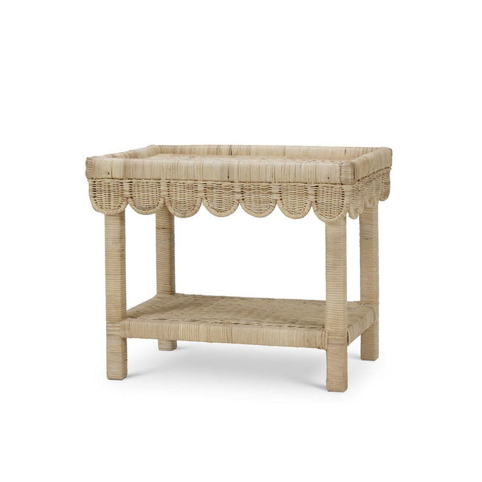 Bramble - Scallop Rattan Side Table w/ Tray in Natural - 28288RNAT----- - GreatFurnitureDeal