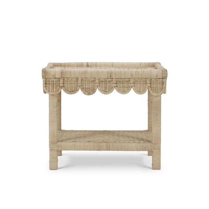 Bramble - Scallop Rattan Side Table w/ Tray in Natural - 28288RNAT----- - GreatFurnitureDeal