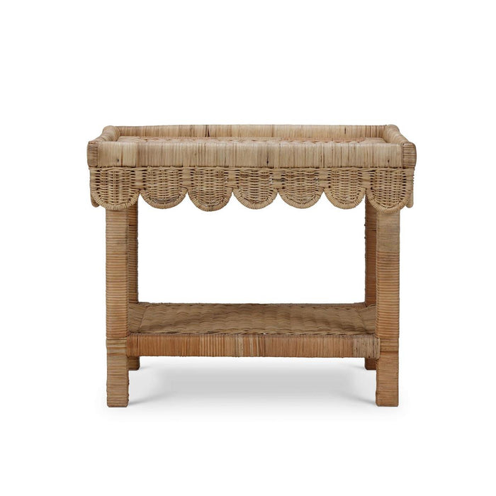 Bramble - Scallop Rattan Side Table w/ Tray in Natural - 28288RNAT----- - GreatFurnitureDeal