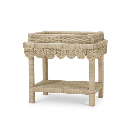 Bramble - Scallop Rattan Side Table w/ Tray in Natural - 28288RNAT----- - GreatFurnitureDeal