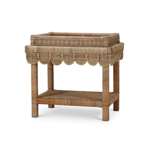 Bramble - Scallop Rattan Side Table w/ Tray in Natural - 28288RNAT----- - GreatFurnitureDeal