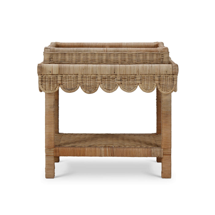 Bramble - Scallop Rattan Side Table w/ Tray in Natural - BR-28288RNAT----- - GreatFurnitureDeal