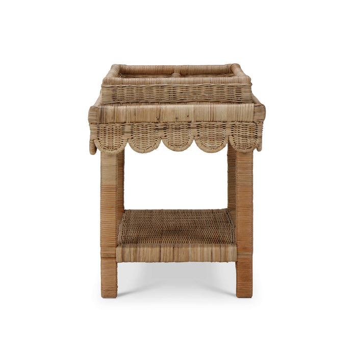 Bramble - Scallop Rattan Side Table w/ Tray in Natural - BR-28288RNAT----- - GreatFurnitureDeal